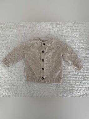 Cat & Jack Cream Bubble /Dot-Textured Cardigan Sweater